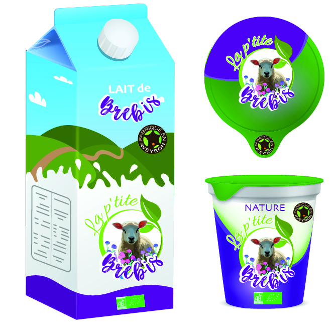 Packaging pour des yaourts au lait de brebis et packaging d'emballage de lait Emacreation&co