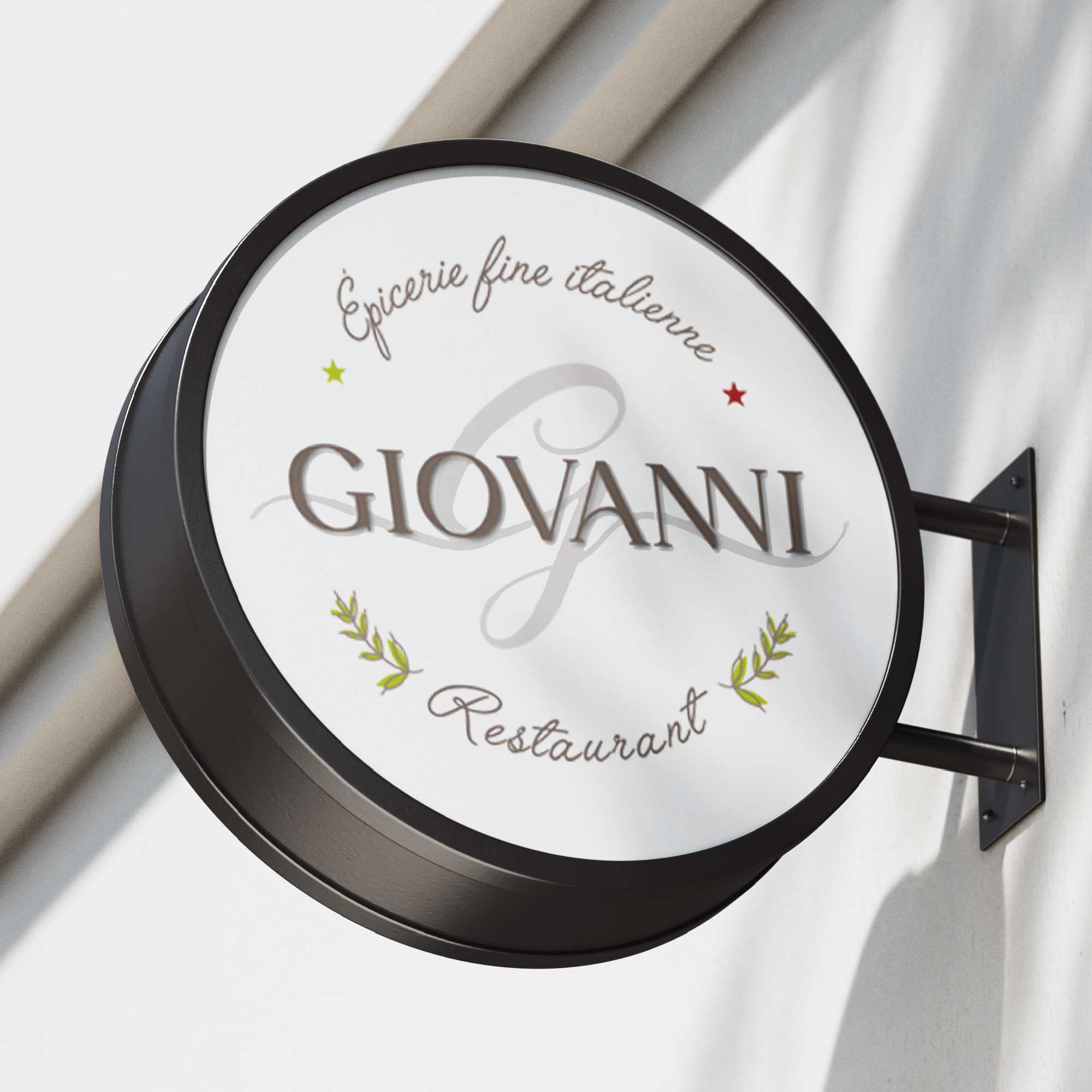 Logo élégant et authentique pour le restaurant et épicerie fine italienne Giovanni, évoquant le savoir-faire et les saveurs de l’Italie